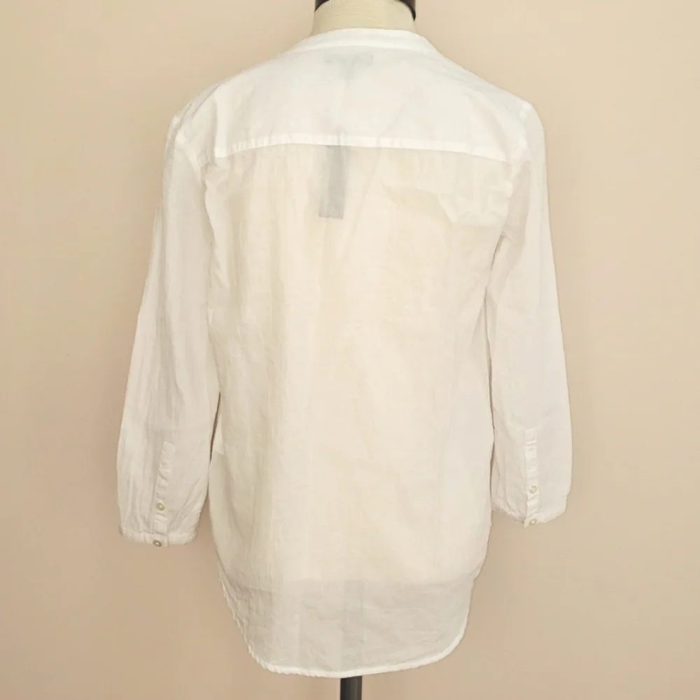 NWT J Crew Semi-sheer White Cotton Popover Blouse, Size XXXS